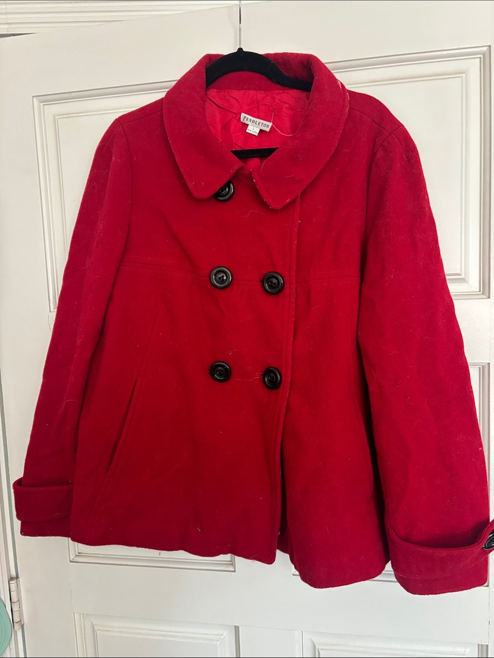 Pendleton Red Double-Breasted Wool Peacoat